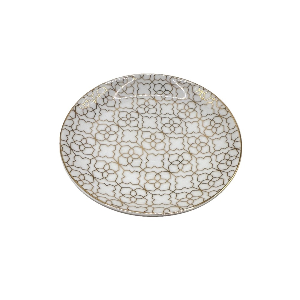 Kendra Scott Gold Filigree Ceramic Ring Holder Jewelry Trinket Dish 4.5"